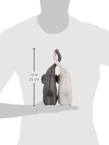 pajoma® Verliebte Elefanten 2er-Set aus Keramik | Höhe 25,5 cm - Harmonisches Pärchen in Beige & Grau | Tierfigur Dekoration, Dekofigur, Tischdeko für Küche, Bad, Wohn- und Schlafzimmer