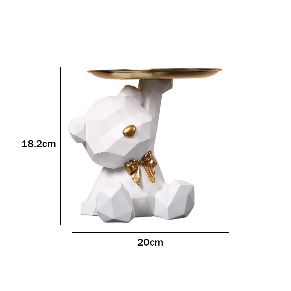 OKESYO Bär Skulptur Deko, Bär Statue mit Tablett, Harz Tier Skulptur, Geschenk für Wohnzimmer, Eingangsbereich, Büro, Schreibtischdekoration