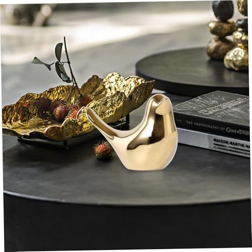 Vogelfiguren aus Keramik, goldenes Vogeldekor, 16,3 x 12,7 x 8,1 cm, kleine Vogelstatue, tragbares goldenes Dekor für Tisch, Regal, Fernsehständer, Zimmer, Zuhause, Vogelstatue, goldenes Dekor, Vogeld