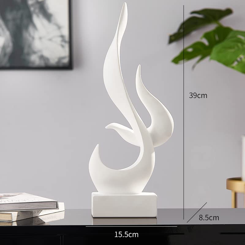 Uziqueif Skulpturen Deko Weiß, Modern Abstrakte Deko Weiße Flamme Art Skulptur, Deko Für Schlafzimmer, Fensterbank Wohnzimmer Wohnungs Büro Weinschrank Dekoration, Harz, Handwerk,Weiß
