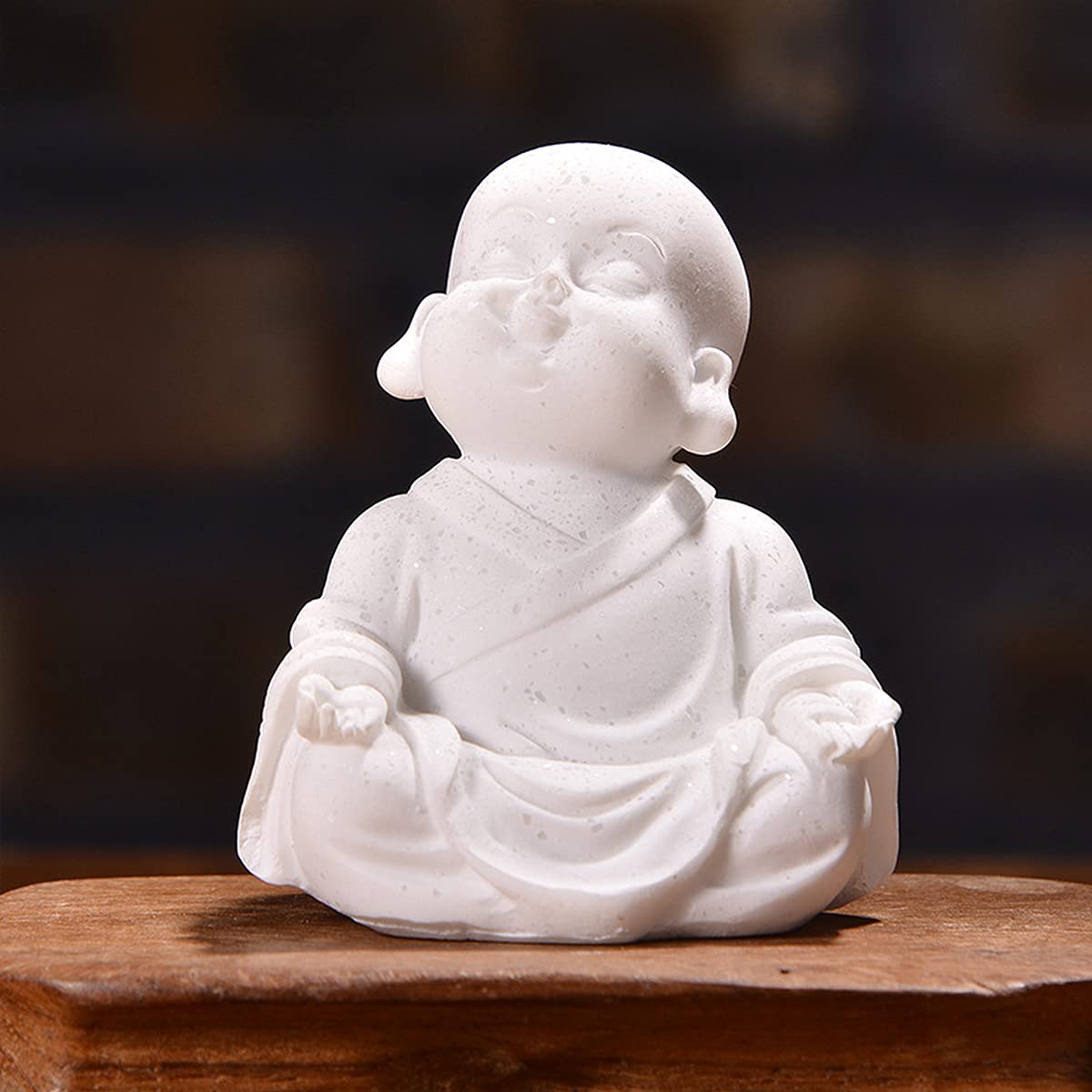 Qixuer 2 Stücke Niedliche Kleine Mönch Statue,Maitreya Buddha Skulptur Happy Buddha Statue Fengshui Maitreya Handwerk Wohnkultur Ornament Maitreya Buddha Skulptur für Aquariumdeko Fisch Dekoration