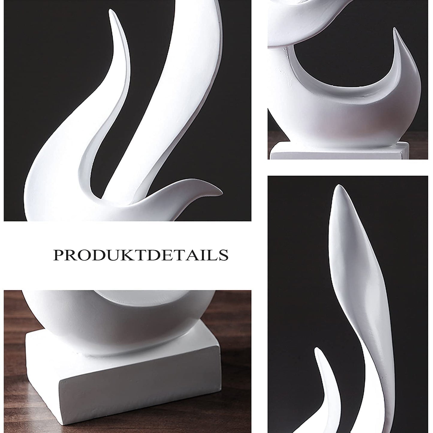Uziqueif Skulpturen Deko Weiß, Modern Abstrakte Deko Weiße Flamme Art Skulptur, Deko Für Schlafzimmer, Fensterbank Wohnzimmer Wohnungs Büro Weinschrank Dekoration, Harz, Handwerk,Weiß