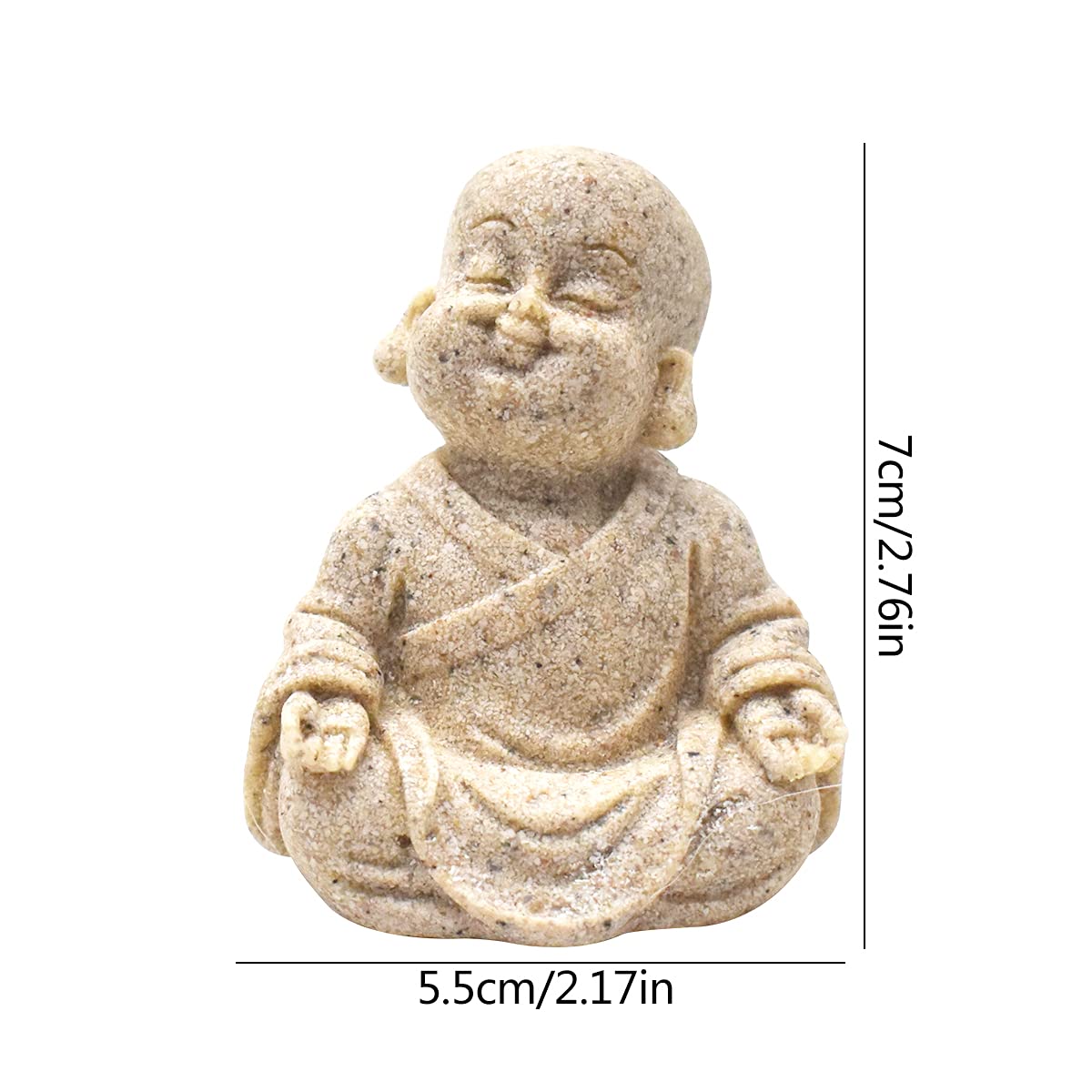 Qixuer 2 Stücke Niedliche Kleine Mönch Statue,Maitreya Buddha Skulptur Happy Buddha Statue Fengshui Maitreya Handwerk Wohnkultur Ornament Maitreya Buddha Skulptur für Aquariumdeko Fisch Dekoration
