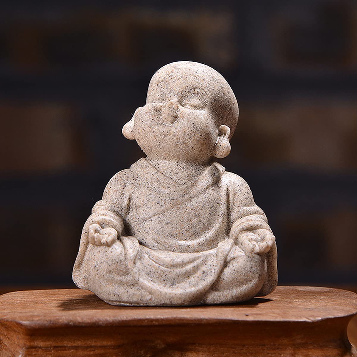 Qixuer 2 Stücke Niedliche Kleine Mönch Statue,Maitreya Buddha Skulptur Happy Buddha Statue Fengshui Maitreya Handwerk Wohnkultur Ornament Maitreya Buddha Skulptur für Aquariumdeko Fisch Dekoration