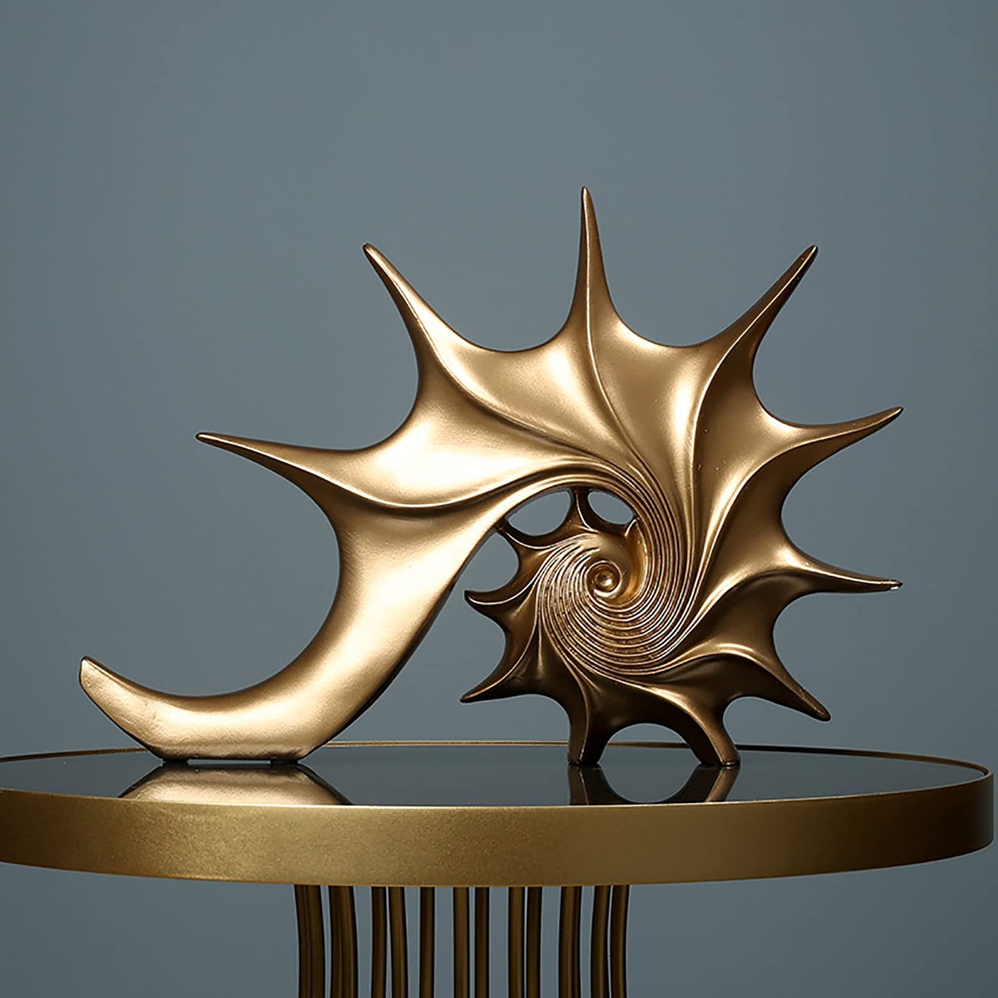 YUDIZWS Muschel Skulptur Deko Wohnzimmer Modern Harz Abstrakte Kunst Statue Schreibtisch Dekorationen für Zuhause & Büro,40.5 x28 x 5.5 cm