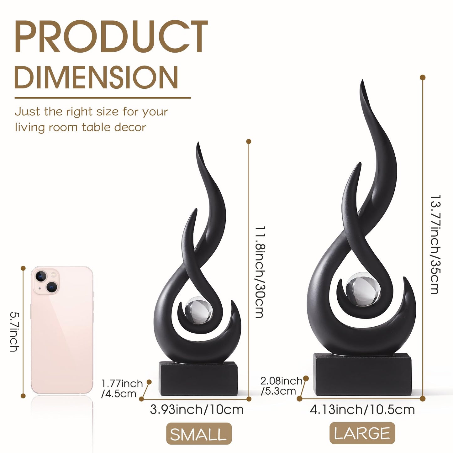 FJSPERM Flamme Statue – Moderne Schwarze Deko Skulptur für Wohnzimmer, Büro & Tisch