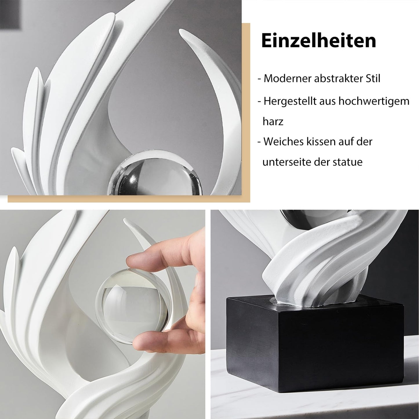Weiß Deko Modern Wirbel Statue Dekoration für Wohnzimmer, Minimalist Statue Regal Dekor Akzente, abstrakte Kunst Skulptur Dekor für Büro Couchtisch Sideboard