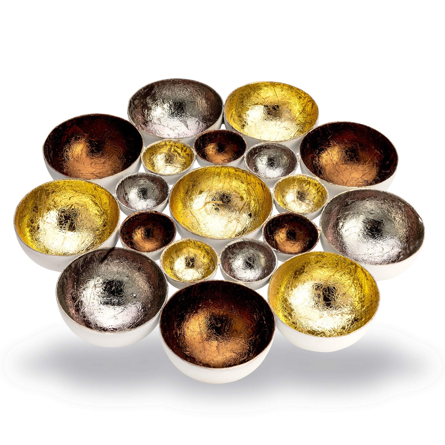 ZEYA Teelichthalter Gold Silber kupferfarben Ø 21 cm, Deko Wohnzimmer, perfekte Tisch Dekoration und Präsent zu Weihnachten, Metall