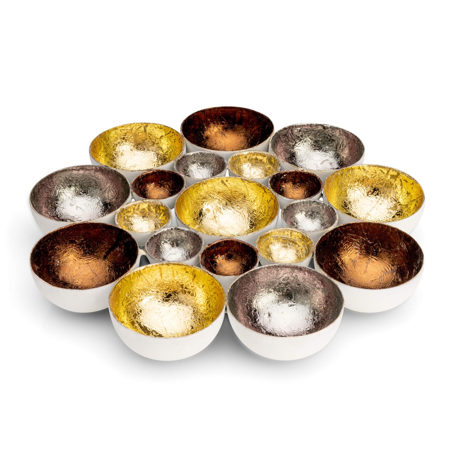 ZEYA Teelichthalter Gold Silber kupferfarben Ø 21 cm, Deko Wohnzimmer, perfekte Tisch Dekoration und Präsent zu Weihnachten, Metall