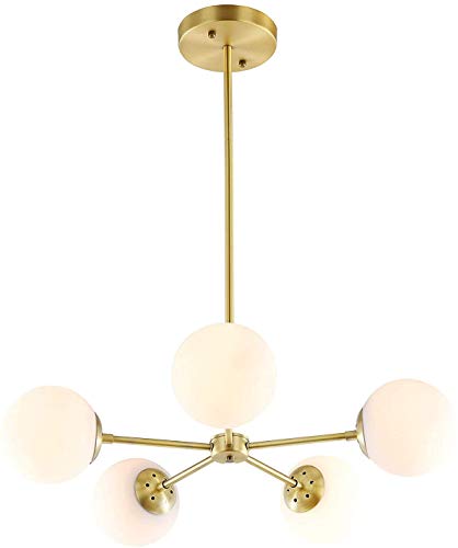 ZXDTVFGN Lámpara colgante de cristal minimalista nórdica de 5 luces para sala de estar, estudio, dormitorio, lámparas de frijoles mágicos mediterráneos, paisaje molecular moderno h