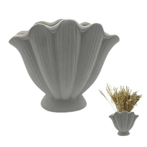 Vase De Shell - Jarrón De Arte, Jarrón Costero, Jarrón Escultórico | Vasador De Cáscara De Mar De Cerámica Sin Esmalte De Alto Con Estética Minimalista Nórdica para EL Estilo Del Hogar (cerámica