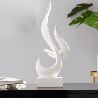 Uziqueif Skulpturen Deko Weiß, Modern Abstrakte Deko Weiße Flamme Art Skulptur, Deko Für Schlafzimmer, Fensterbank Wohnzimmer Wohnungs Büro Weinschrank Dekoration, Harz, Handwerk,Weiß