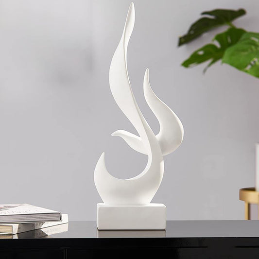 Uziqueif Skulpturen Deko Weiß, Modern Abstrakte Deko Weiße Flamme Art Skulptur, Deko Für Schlafzimmer, Fensterbank Wohnzimmer Wohnungs Büro Weinschrank Dekoration, Harz, Handwerk,Weiß