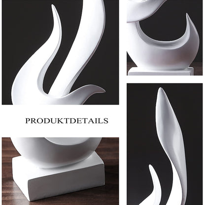 Uziqueif Skulpturen Deko Weiß, Modern Abstrakte Deko Weiße Flamme Art Skulptur, Deko Für Schlafzimmer, Fensterbank Wohnzimmer Wohnungs Büro Weinschrank Dekoration, Harz, Handwerk,Weiß
