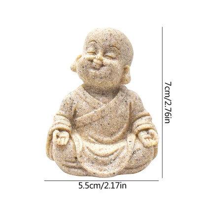 Qixuer 2 Stücke Niedliche Kleine Mönch Statue,Maitreya Buddha Skulptur Happy Buddha Statue Fengshui Maitreya Handwerk Wohnkultur Ornament Maitreya Buddha Skulptur für Aquariumdeko Fisch Dekoration