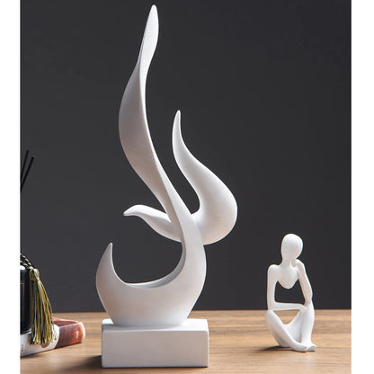 Uziqueif Skulpturen Deko Weiß, Modern Abstrakte Deko Weiße Flamme Art Skulptur, Deko Für Schlafzimmer, Fensterbank Wohnzimmer Wohnungs Büro Weinschrank Dekoration, Harz, Handwerk,Weiß