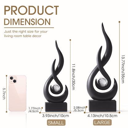 FJSPERM Flamme Statue – Moderne Schwarze Deko Skulptur für Wohnzimmer, Büro & Tisch