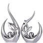 XMGZQ Silber Keramik Statue Satz von 2,Moderne Abstrakte Skulptur Design,24 cm Porzellan Figuren Haus Deko,Tischdekoration für Wohnzimmer,Schlafzimmer,Esszimmer,Büro,Kunststatue