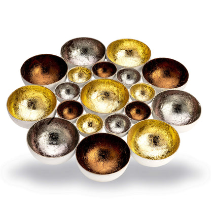 ZEYA Teelichthalter Gold Silber kupferfarben Ø 21 cm, Deko Wohnzimmer, perfekte Tisch Dekoration und Präsent zu Weihnachten, Metall