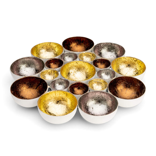 ZEYA Teelichthalter Gold Silber kupferfarben Ø 21 cm, Deko Wohnzimmer, perfekte Tisch Dekoration und Präsent zu Weihnachten, Metall